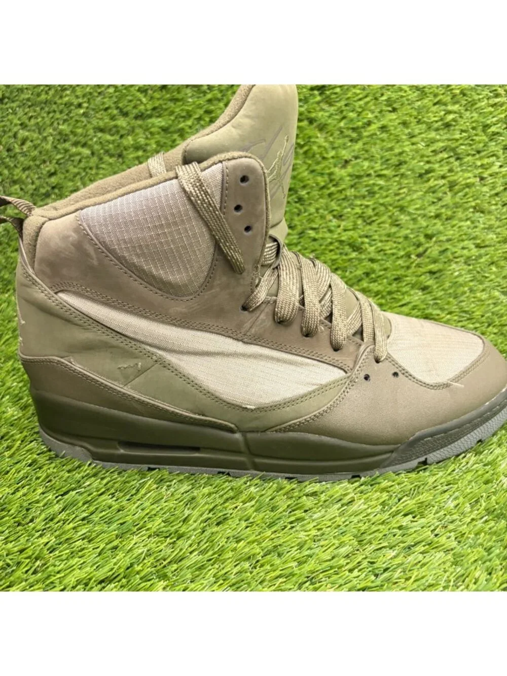 Nike Air Jordan Flight 45 Trek Mens Size 13 Green Khaki Athletic Shoes Sneakers